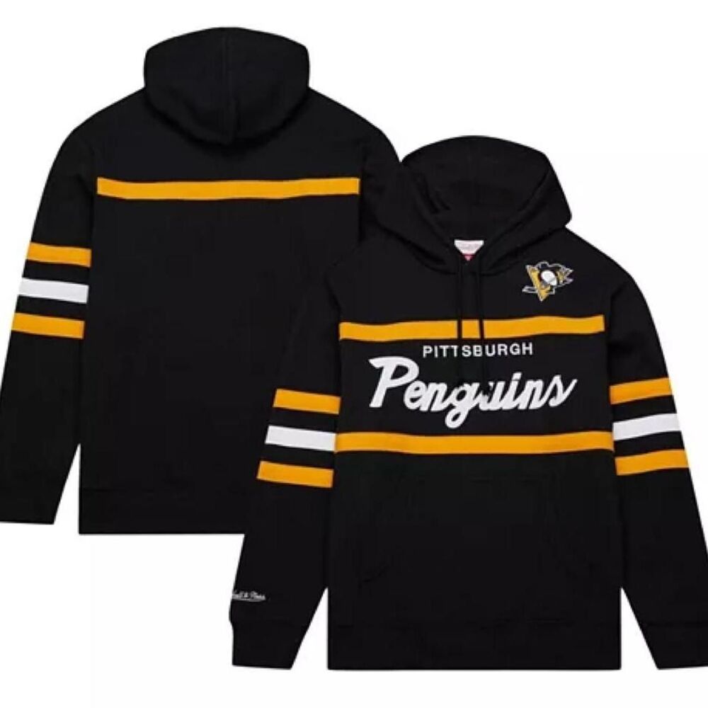 Mitchell & Ness Black Pittsburgh Penguins Head Coach Hoodie Men's Small New